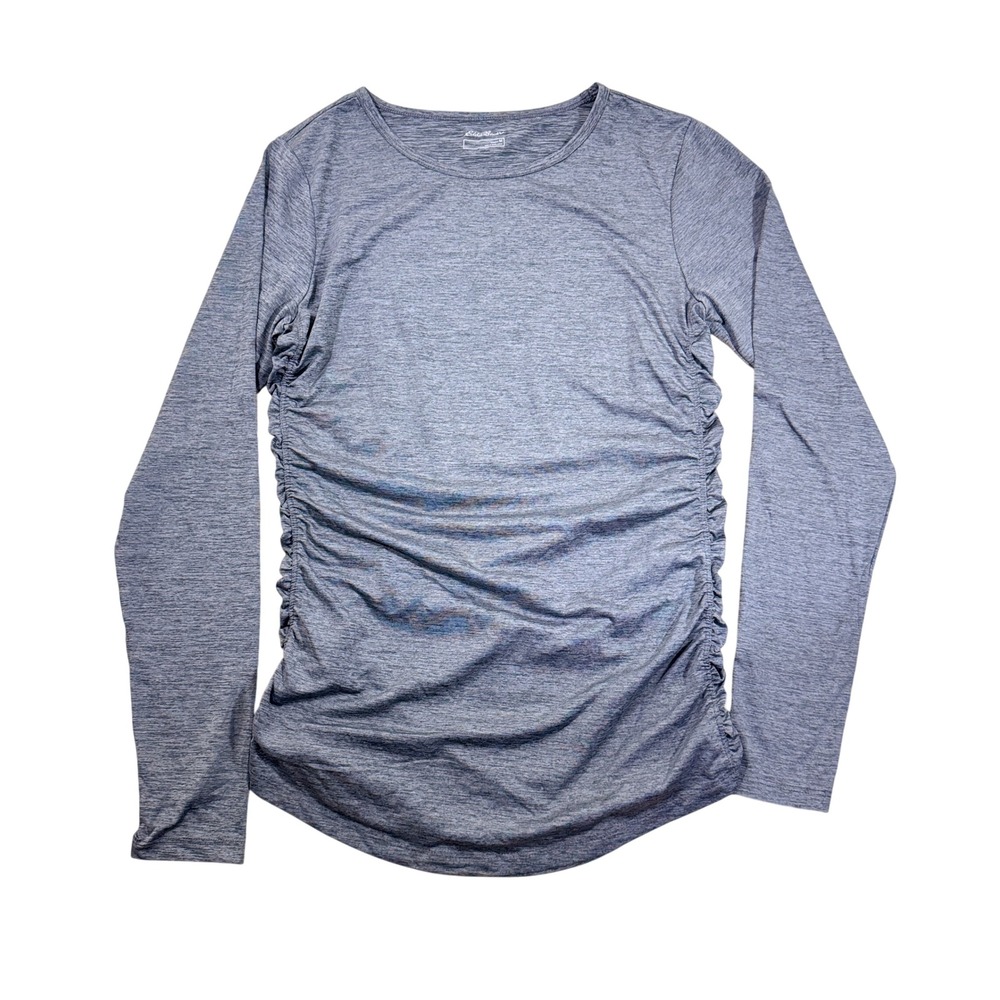 Eddie Bauer Women's Gray Ruched Long Sleeve Active Top Size M